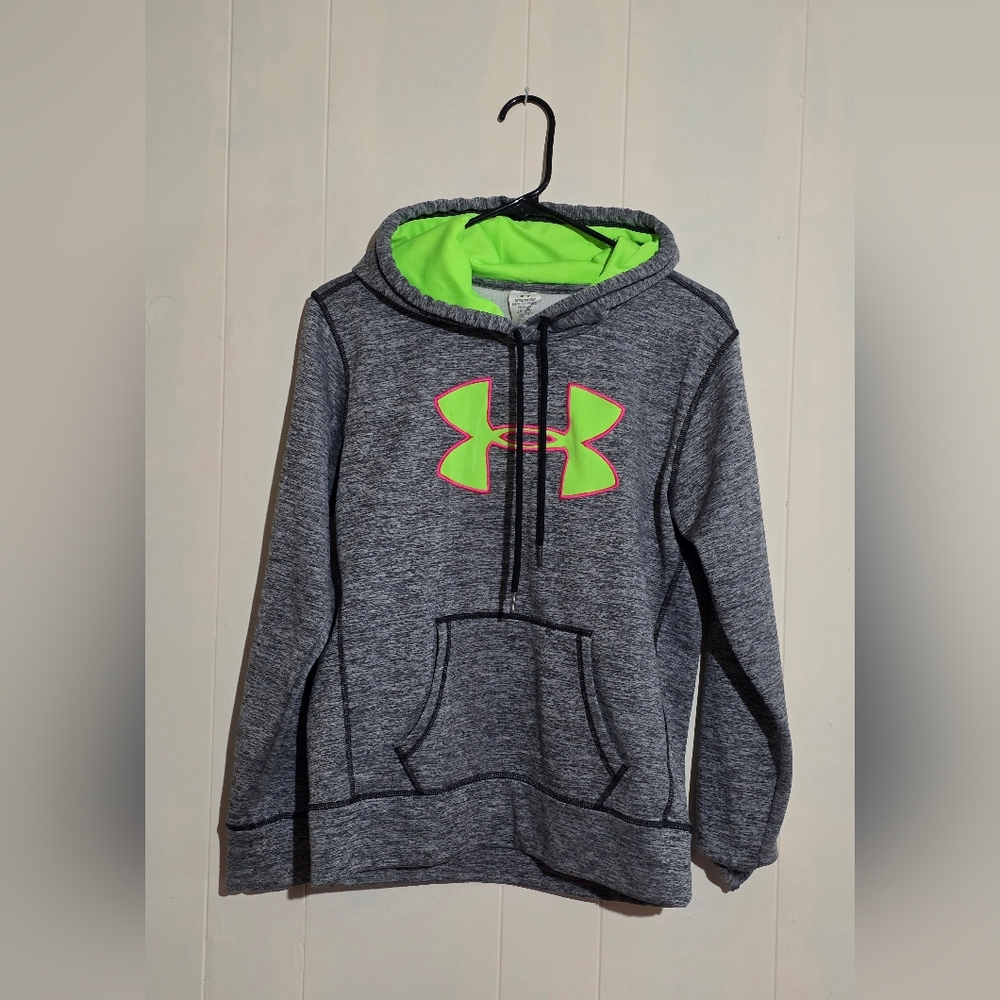 Under Armour Cold Gear Storm Gray Hoodie with Green Highlights